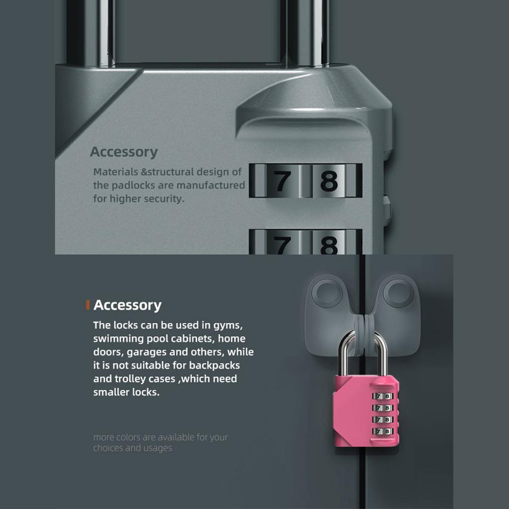 Candado mecánico grande de cuatro dígitos para armario de gimnasio, con contraseña, industrial, para equipaje, escuela, gimnasio, al aire libre.