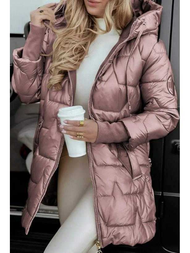 Winterjacke 2024, europäischer und amerikanischer Stil, Kapuze, drei Reißverschlüsse, mittellang, aus Baumwolle