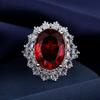European and American five-carat simulated high-carbon diamond pigeon blood ruby ring, female luxury temperament, advanced sense of cold wind ring