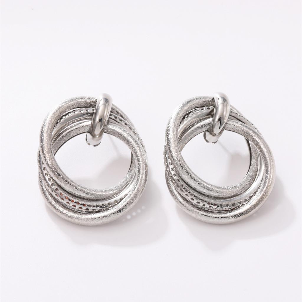 European and American exaggerated earrings, personality geometry, large circle metal trendy temperament, double-layer hollow tube earrings