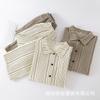 New fashion striped printed shirt loose casual versatile pure cotton pajamas set pure cotton comfortable pajamas