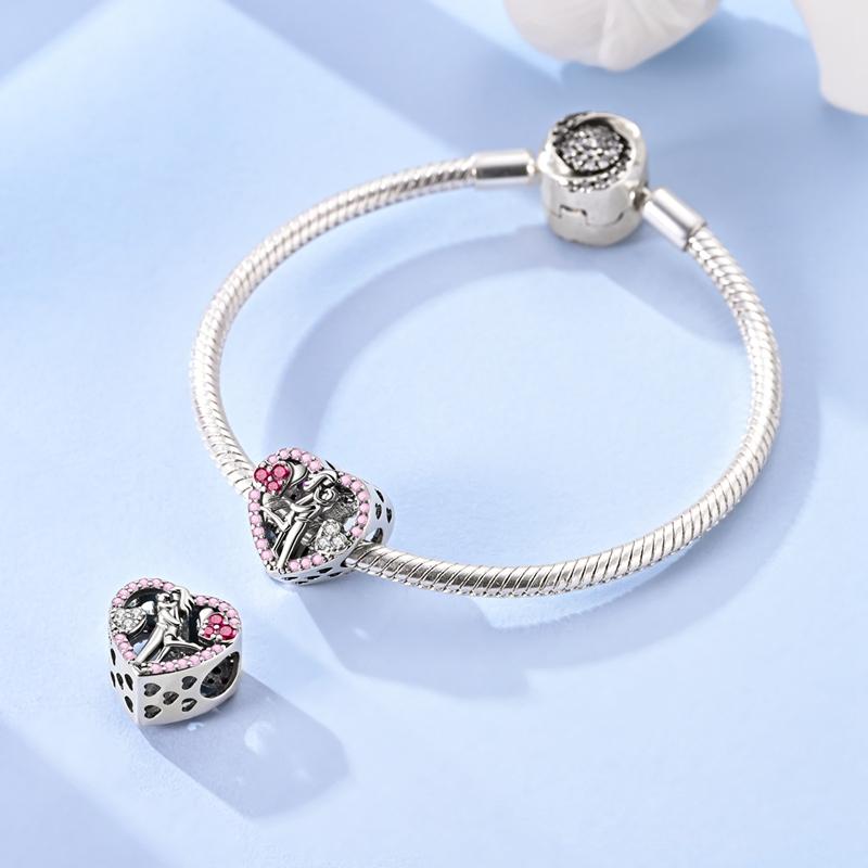 Charms Copper Infinite Love Couple Heart-Shaped Beads Fit Charms Plata Original Bracelet Women Jewellery Making Gifts