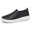Hollow-out Women's Shoes, Breathable Perforated Thick-sole White Sneakers, Slip-on Lazy Soft-sole Casual Single Shoes.