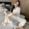 Lace Acetic Acid Satin Ice Silk Pajamas Women's Spring and Autumn Girls' Summer High-end Sweet Loungewear Suit Xiaohongshu
