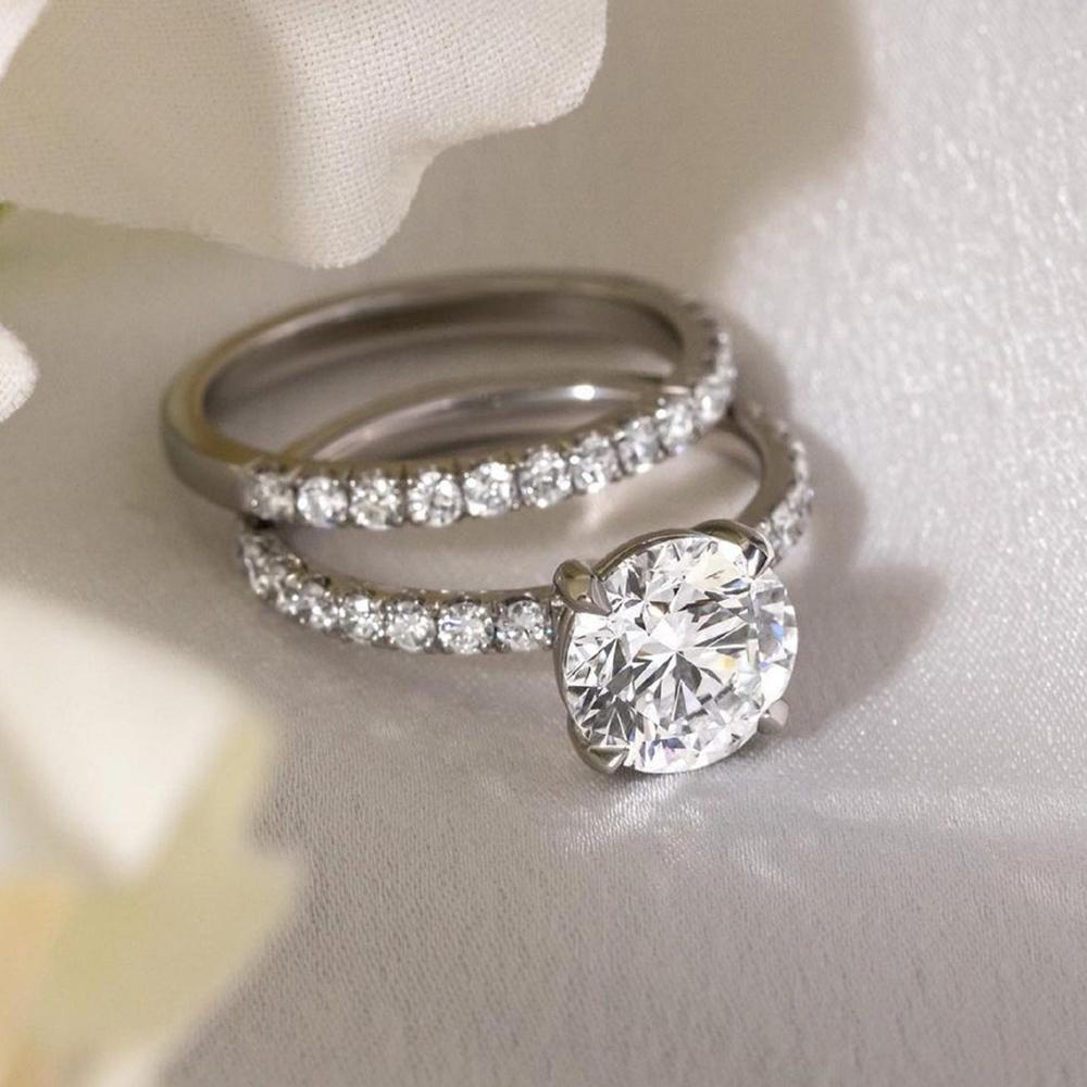 Full Moissanite Bridal Rings Set With D Color Diamond Engagement Ring 925 Silver Wedding Band For Women