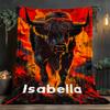 Custom Name Bull Flannel Blanket Lightweight Throw For Sofa Camping Office Chair Bed Soft Warm Printing Blanket For All Seasons