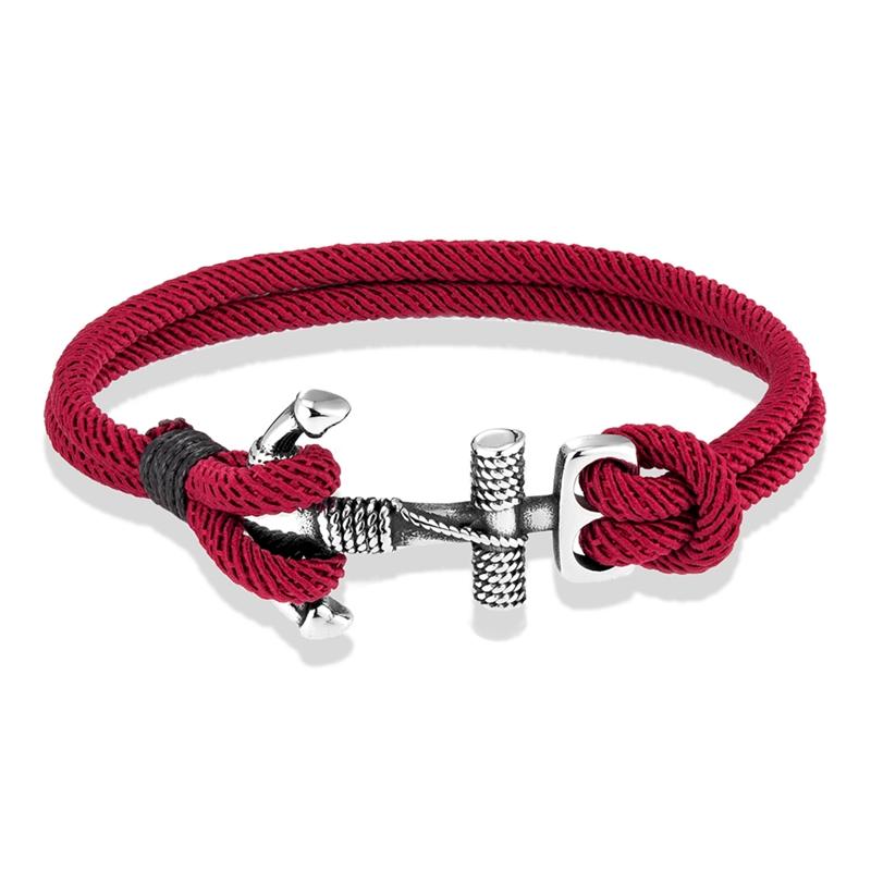 Waterproof Anchor Bracelets Men Double Strand Nautical Survival Rope Bracelet for Women Stainless Steel Navy Sport Buckle