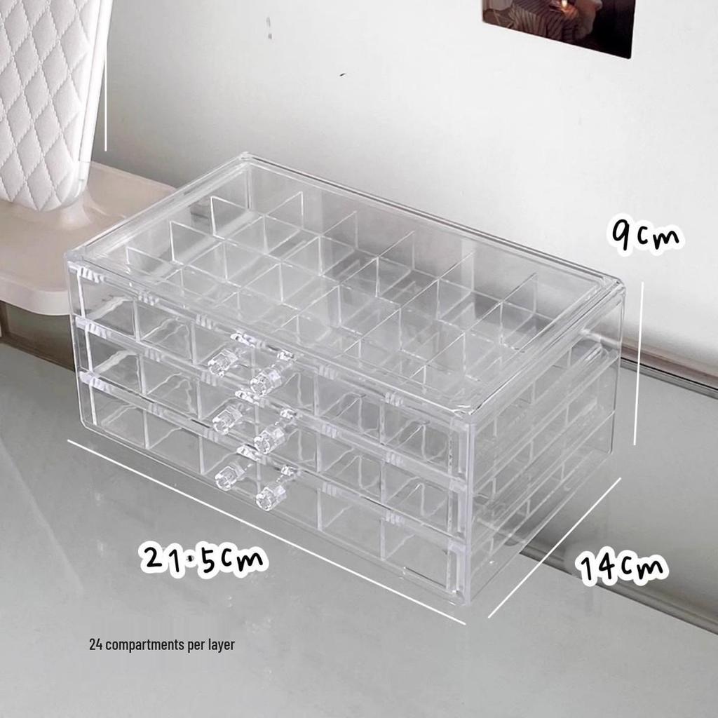 Transparent Multi-Layer Jewelry Box with Large Capacity for Earrings, Rings, and Ear Studs - Desktop Storage Solution