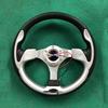 Racing Drift Flat Steering Wheel 330mm 13Inch Suede Leather Black Stitching Steering Wheel Fit Car and Simulation Racing PC Game