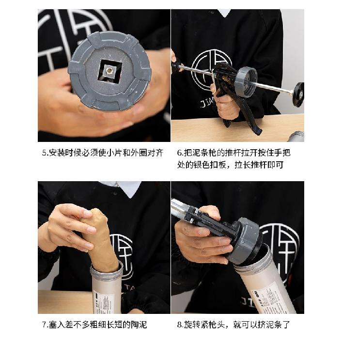 Grande Pistola Estrusore Manuale per Argilla con Ugelli Intercambiabili - Strumento Professionale per Ceramica per Scultura Precisa dell'Argilla