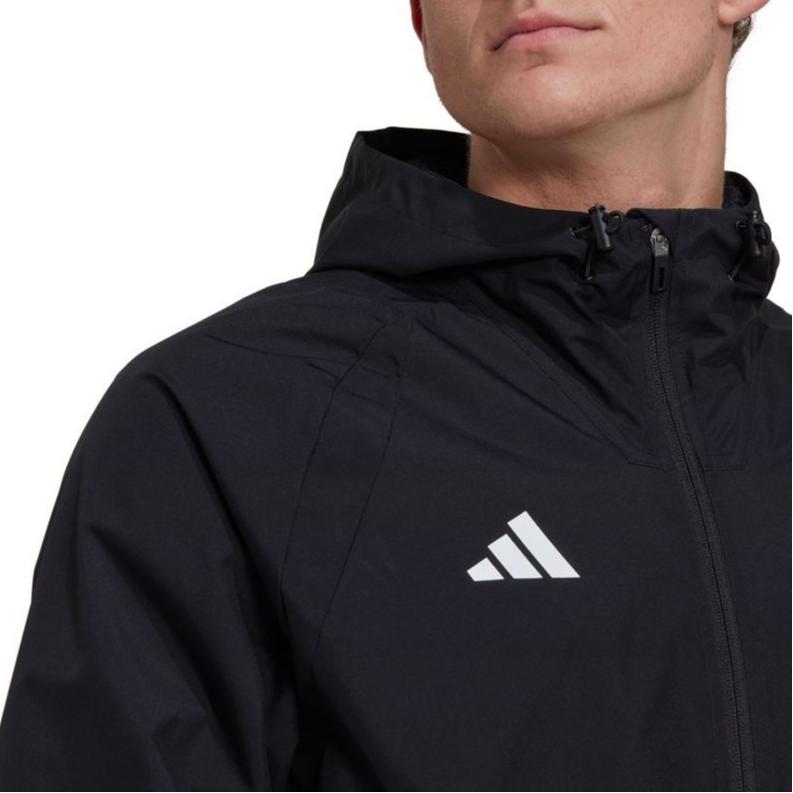 Adidas Striped Print Hooded Zip-Up Sports Jacket Men Outerwear Black HK7656