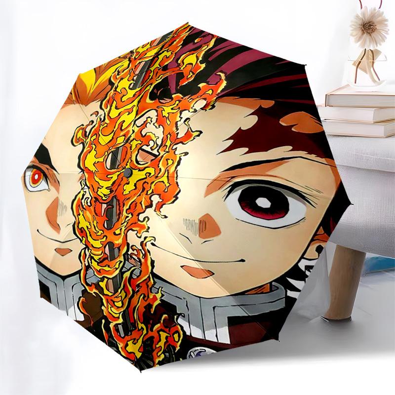 

1pc Flame Split Design Automatic Opening/Closing Umbrella with 3-Fold Design, 8-Bone Iron Frame - Outdoor for Fans, Travelers, Daily Use, Gift Idea (F