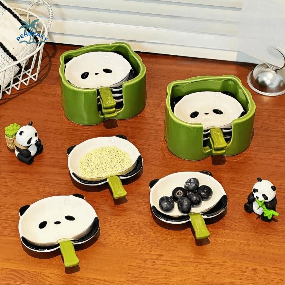 4/6Pcs Creative Ceramic Sauce Dish Panda Shape with Storage Box Mini Sauce Bowl Set Decorative Small Size