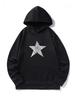 [Brand Name]'S Star Print Hoodie with Kangaroo Pocket - Casual Pullover Long Sleeve Loose Fit for Fall And Winter, Loose Fit Pullo