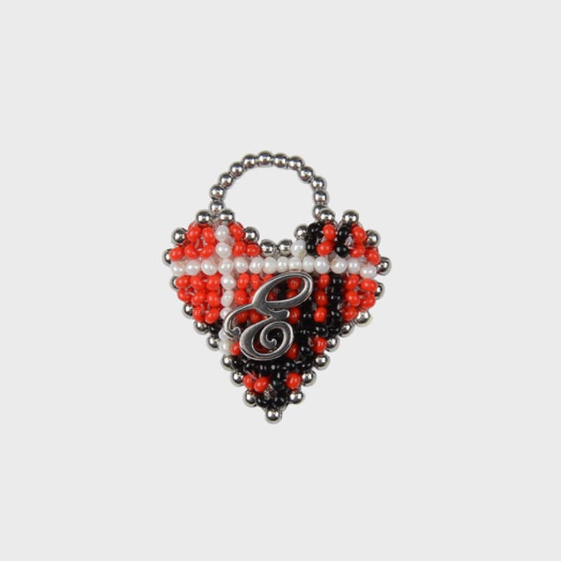Eireve BEADED TARTAN CHECK HEART RING (RED)