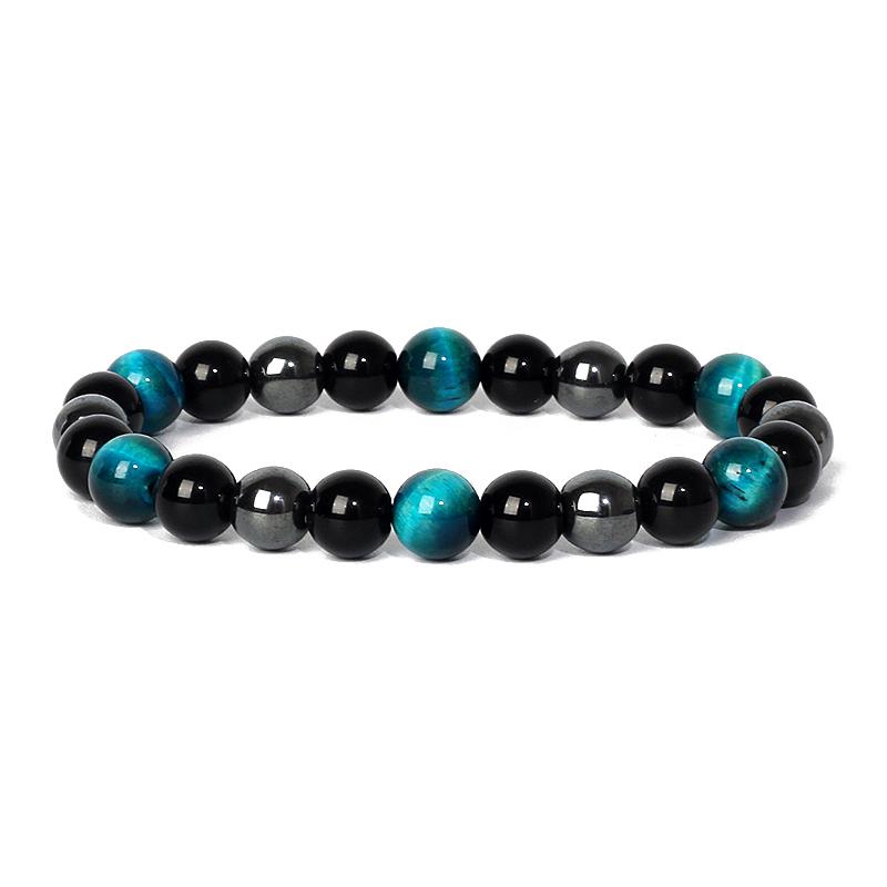 Facted Obsidian Hematite Tiger Eye Bracelets for Magnetic Health Protection Soul Jewelry Nature Stone Beads Bracelet Men Pulsera