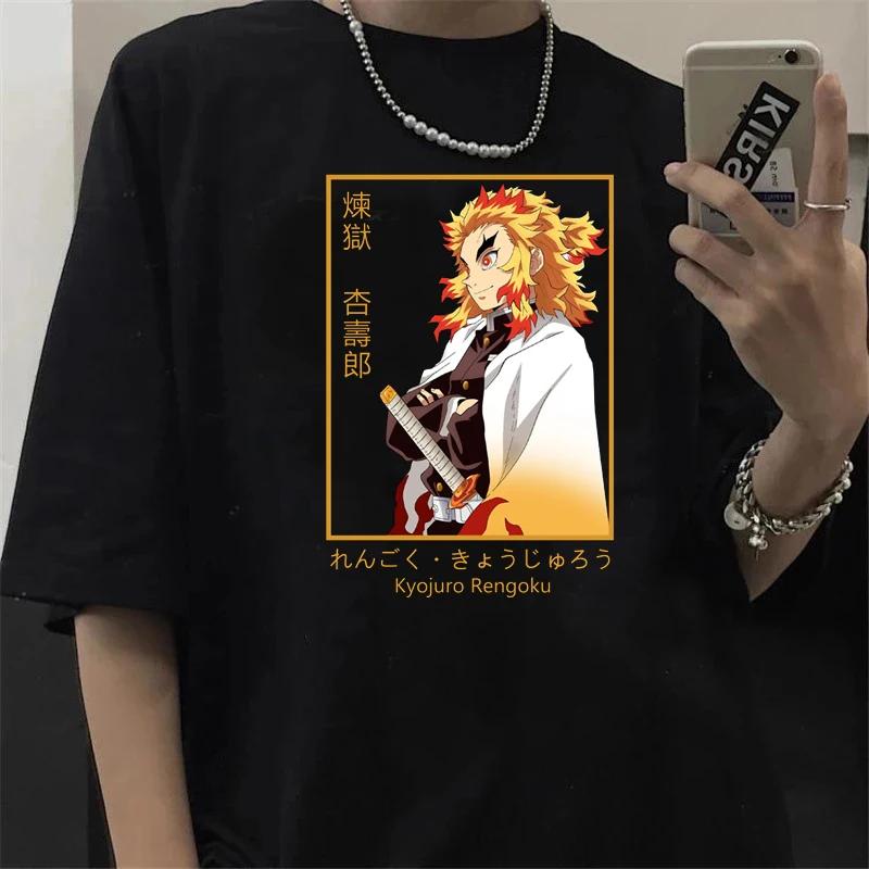 Demon Slayer T Shirt Men Kimetsu No Yaiba Rengoku Tshirt Anime Uzui Unisex Cartoon Tanjiro Inosuke Zenitsu Nezuko T-shirt Male