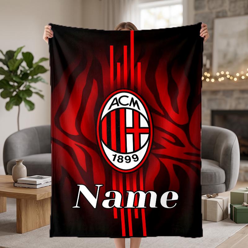 AC Milan Custom Flannel Blankets Soft Warm Cozy Throws for Home Decor Holiday Gifts