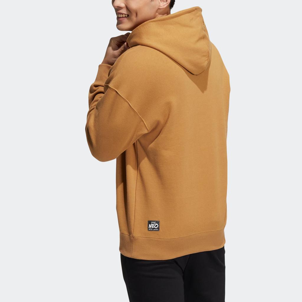 Adidas Neo Solid Print Pattern Hoodie Long Sleeve Sweatshirt Men Tops Brown HG9018