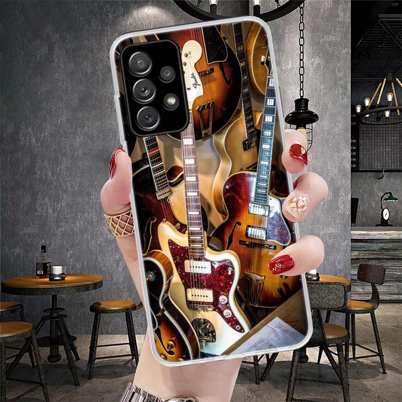 YA763-Music Score Musical Violin Guitar Phone Case For Samsung Galaxy A13 A14 A15 A16 A17 A53 A54 A55 A56 A57 A33 A34 A35 A36 A3