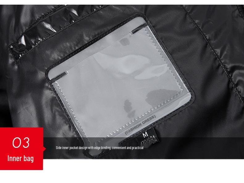 Herren Winter 2021 Glänzende Kapuzen-Daunenjacke - Kurzer, Dicker und Warmer Mode-Mantel