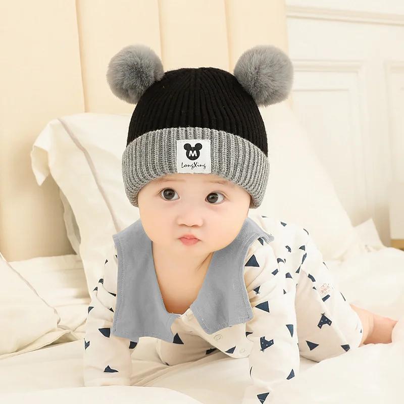 1 conjunto de chapéu de bebê cachecol conjunto urso quente tricô crianças inverno chapéu boné boné infantil criança criança crianças chapéu meninos meninas crochê gorro