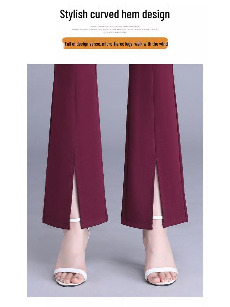 Women's High-Waisted Split Flare Suit Pants – Slimming, Casual, Versatile, Draping, Stretchy Wide-Leg Pants