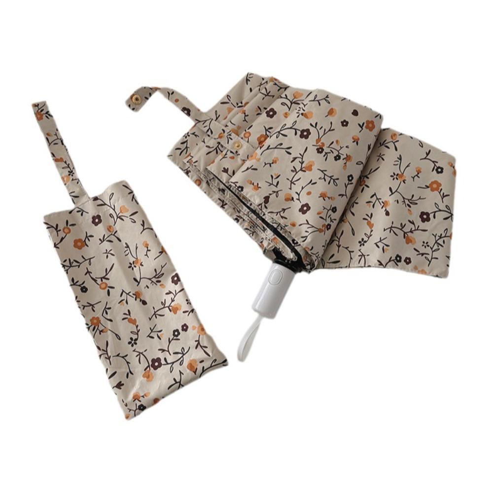 

Fully Automatic/Manual Folding Rain Umbrella UV Protection Floral Pattern Sunshade Umbrella Vintage with Storage Bag Iron&8K