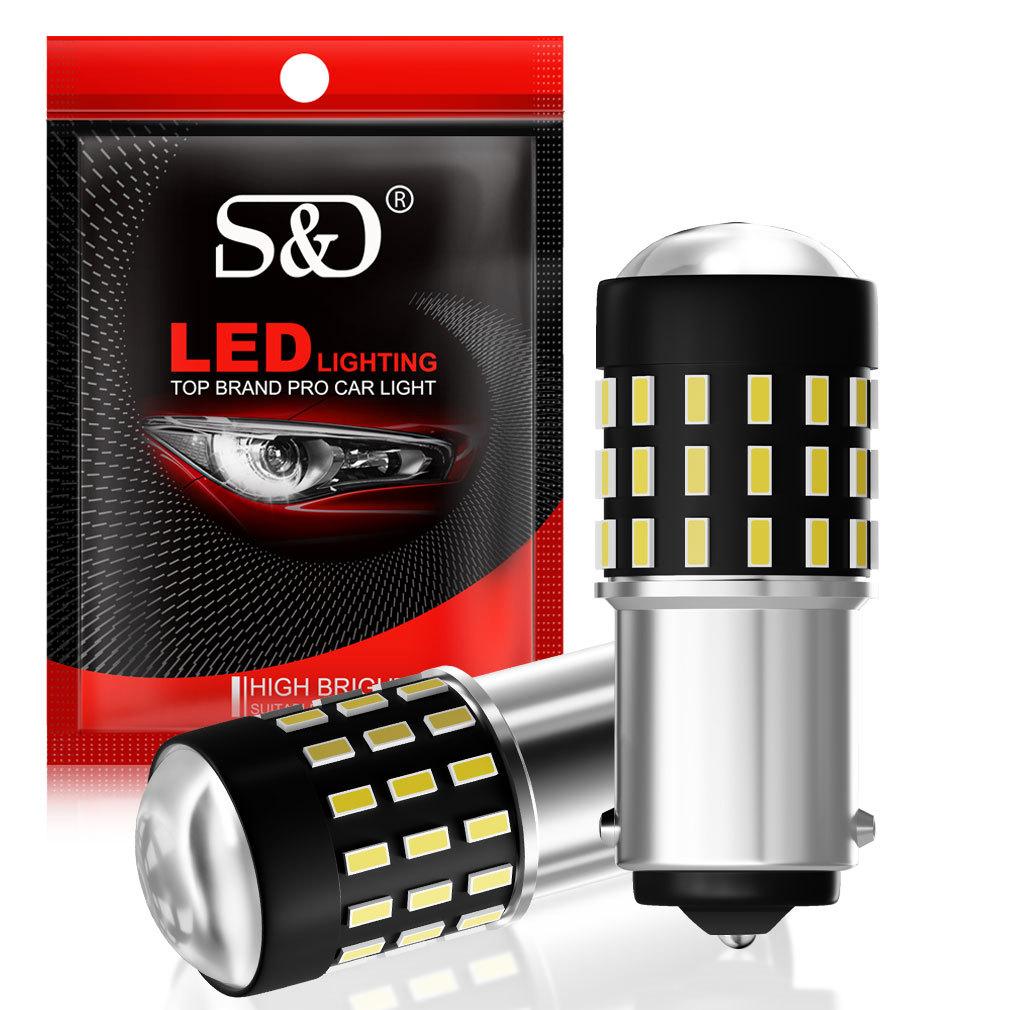 2Pcs P21/5W Led 1157 High Bright Car Light BAY15D 1156 P21W Ba15S Bulbs PY21W BAU15S 54SMD Auto Reverse Turn Signal Lamp Brake White Yellow Red 12V