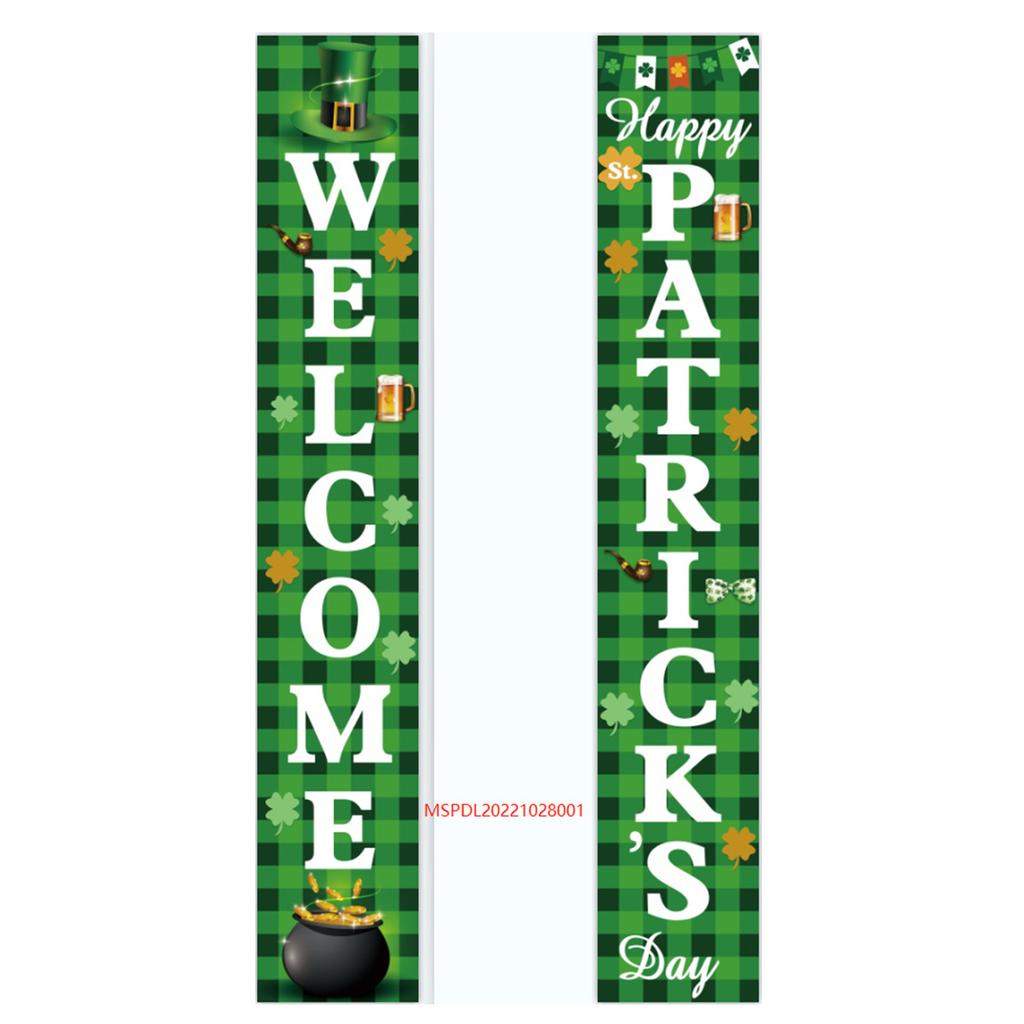 St. Patrick'S Day Family Party Door Frame Decoration Couplet Polyester Cloth Flag Poster Customization