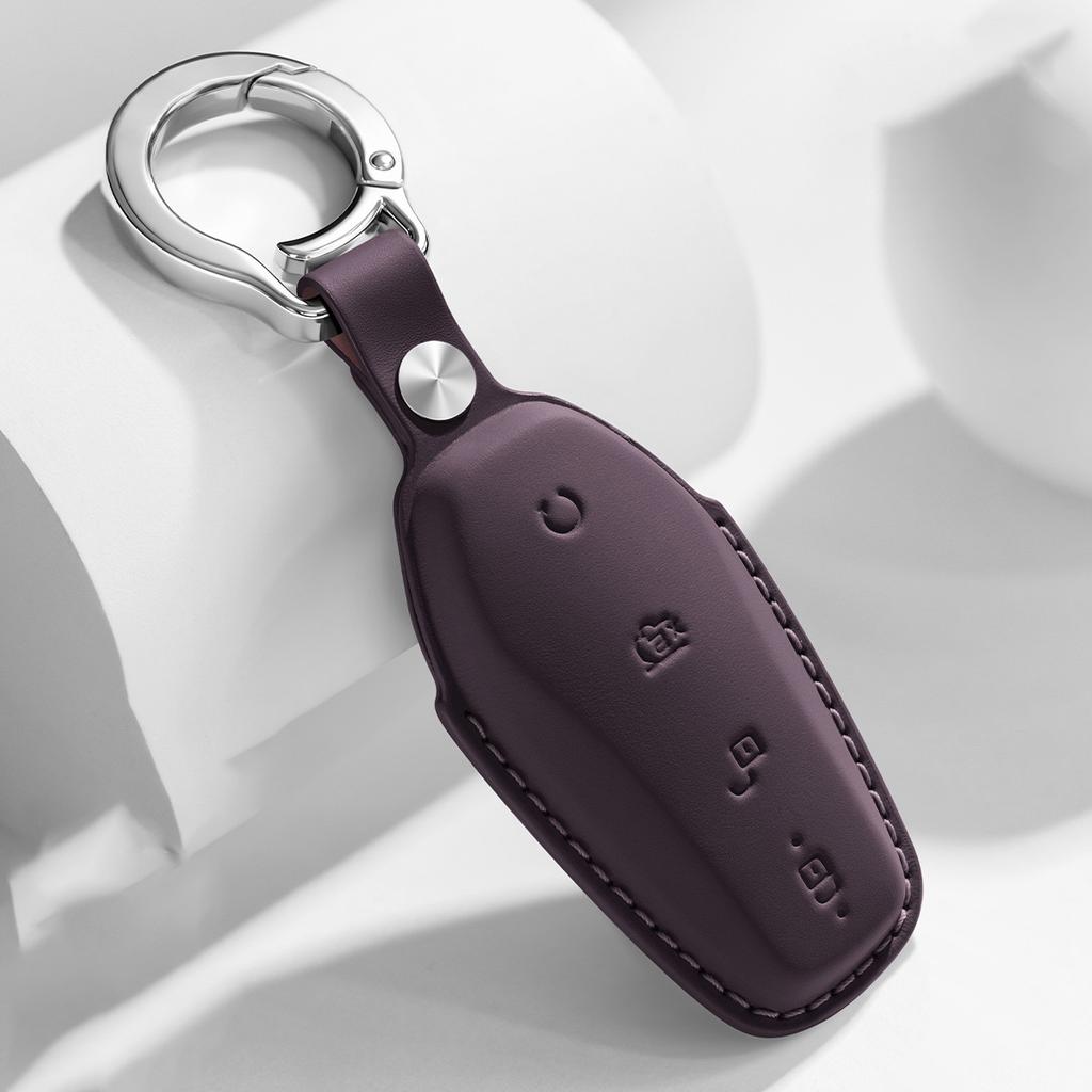 Leather Car Remote Key Cover Case Holder Shell Keyring Fob For  New Atto 3 2 8 Song Plus Pro Shark 6 Seal U Sealion 7 Seal 5