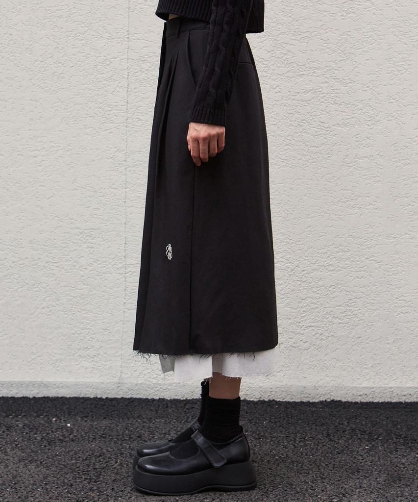 Nigaennikol Nicole Pintuck Layered Long Skirt_Black