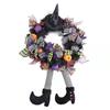 Halloween Wreath Door Hanger with Witch Hat Haunted House Decor