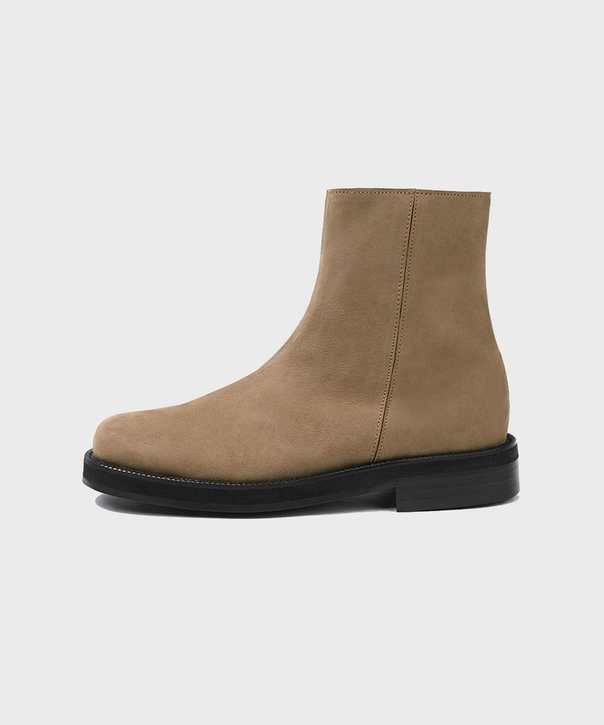 Firenze Atelier [Vibram] Nobo_Bold Shape Hidden Zip-Up Boots 3500 [Beige Nubuck]