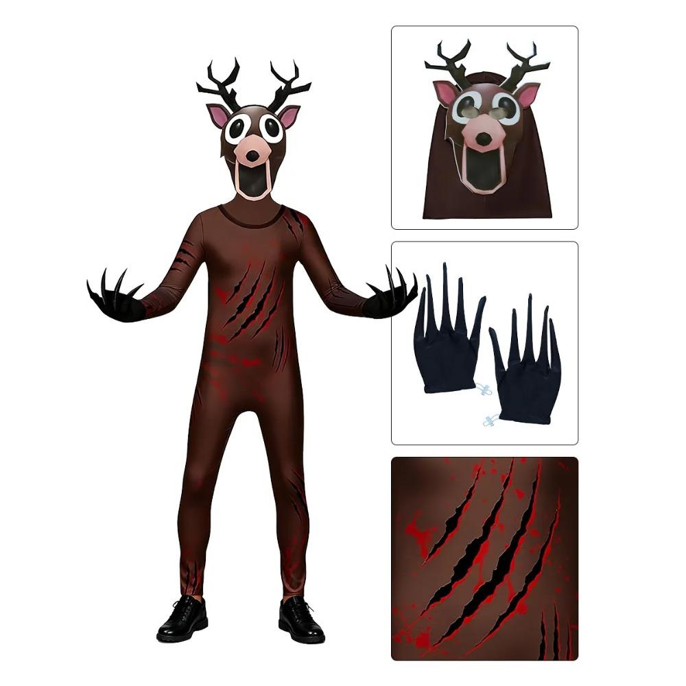 99 Nächte im Wald Hirschkostüm Fnaf Schreckliches Halloween Eule Partykostüm für Erwachsenen Kind Albtraum Rentier Weihnachtsgeschenk