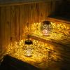 Led Solar Lantern Light Hollow Wrought Iron Projection Light Hanging Lamps Outdoor Waterproof Yard Garden Art Decoration