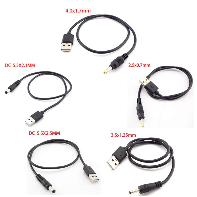 1m USB Type A Male Jack Plug To DC 5.5x2.5mm 3.5mm 4.0mmx1.7 5.5x2.1mm Male Power Supply Type A Extension Cable Connector Cords