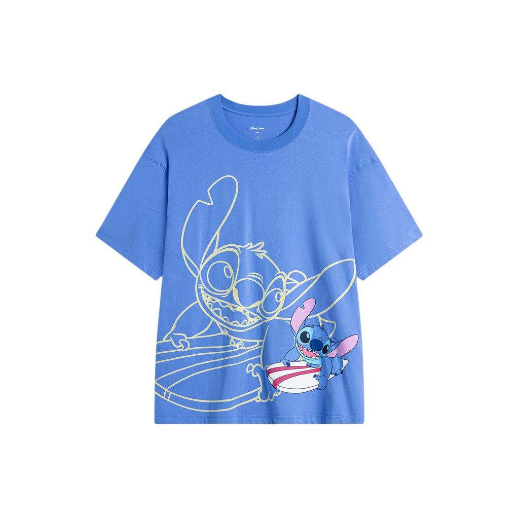 Li Ning X Disney Collaboration Printed Round Neck Pullover Casual Sports Short Sleeve T-Shirt Men T-Shirt Rainbow-Blue ATSU157-6