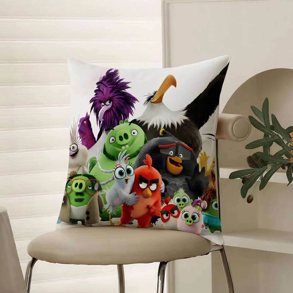 

Popular Cartoon Crazy-A-Angry Birds-Game Pillow Case Comfort Sofa Bed Silky elegant Invisible zipper Decorative cushion cover 12x12Inch