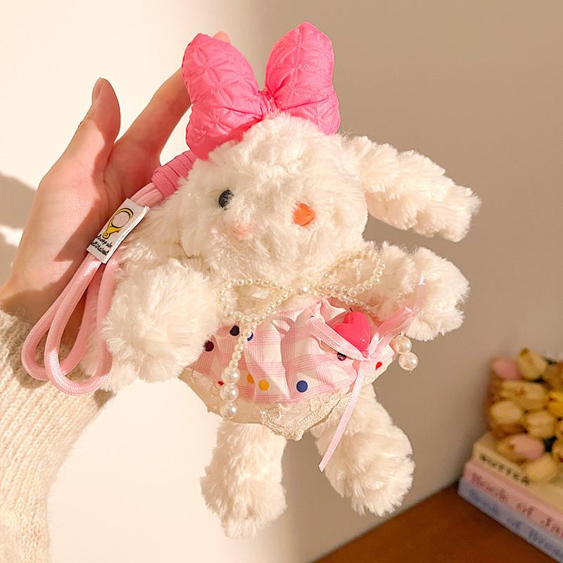 Princess Style Cartoon Bunny Plush Toy With Keychain For Girls Gift And Bag Decor