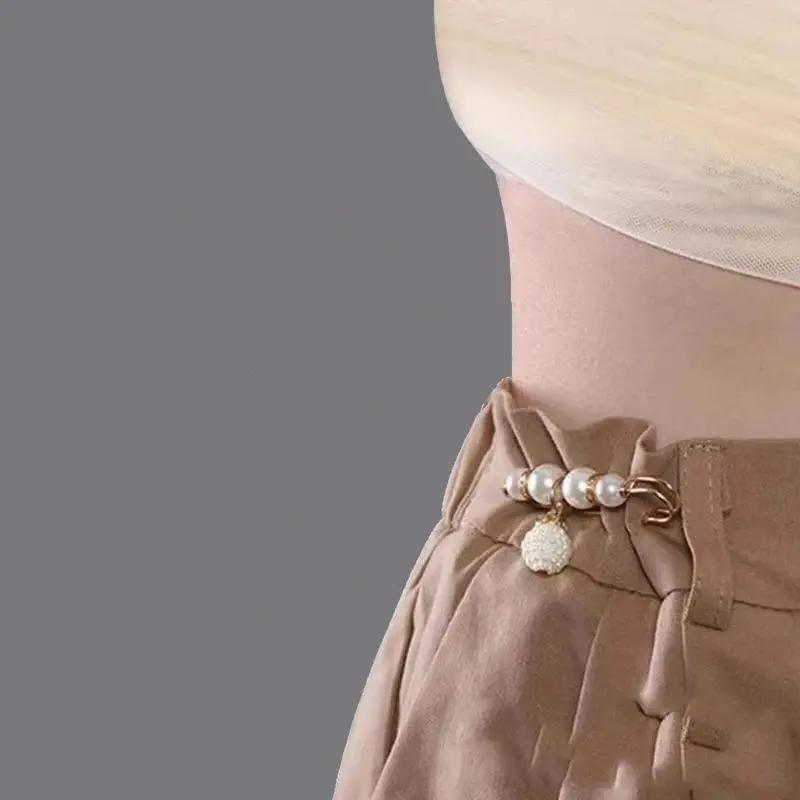 1Pcs Set Artificial Pearl Waist Pin Clips for Trousers Pants Skirts Dress Waistline Adjusting Shirts Sweater Brooch