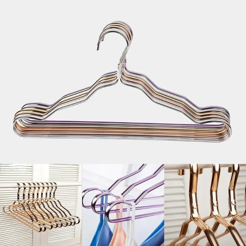 5 PCS/Set Aluminum Alloy Clothes Hanger Adult Clothes Hanger Sliding Seamless Metal Clothes Hanger Wardrobe Storage Rack