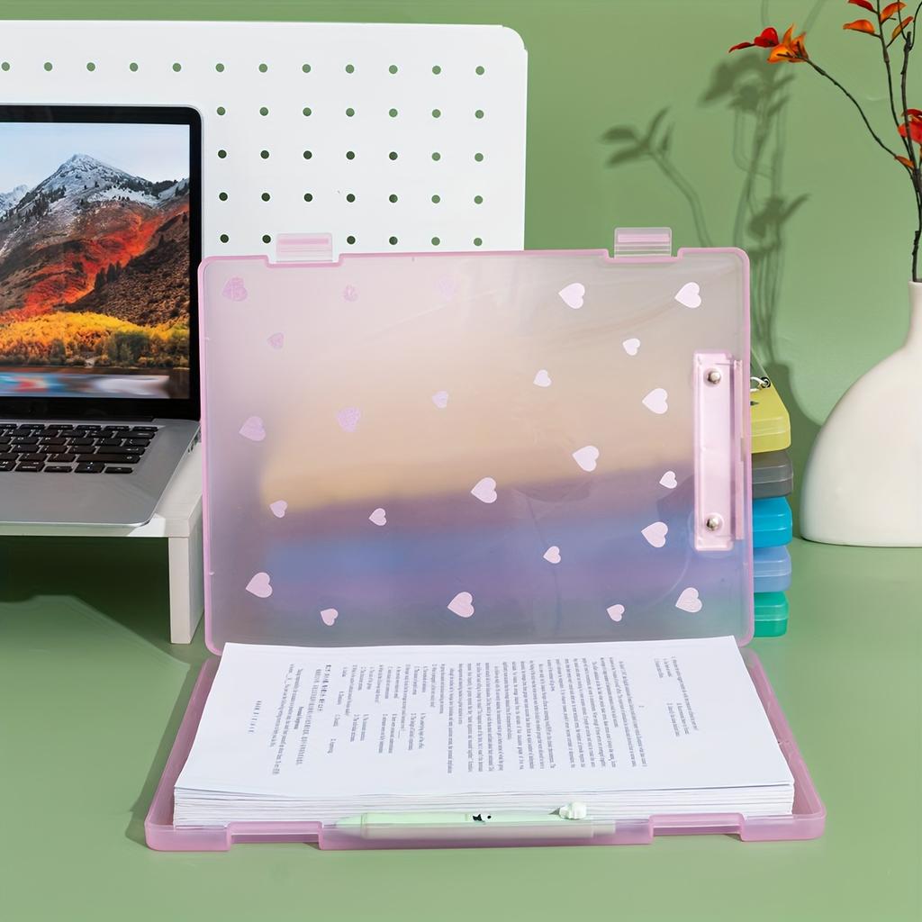 2-in-1 A4 File Box Folder, Large Capacity Plastic PP Document Holder with Pen Slot,Office Storage Organizer for Papers and Exams