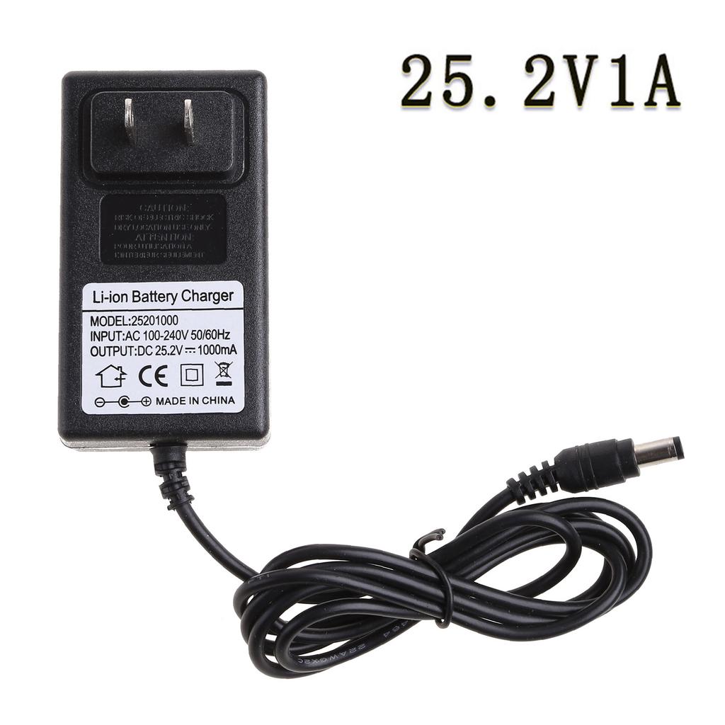 25.2V 1A Charger 25.2V Lithium Battery Charger Power Adapter Portable Wall Charger for 6 Series 21.6V 22.2V 24V Battery