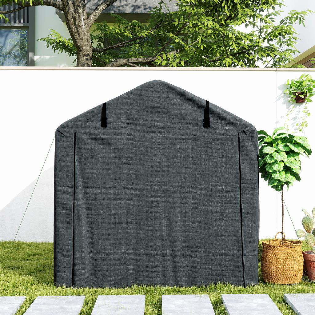 2.2 x 1.6 m Garden Storage Tent, Waterproof Anti-UV Bike Tent with Roll-up Zipper Door, Galvanised Outdoor Storage Shelter Carport for Bike