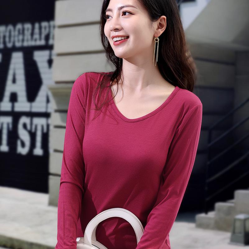 2025 Slim V-Neck Ribbed Long-Sleeve Top - Versatile Solid Color for Women's Layering