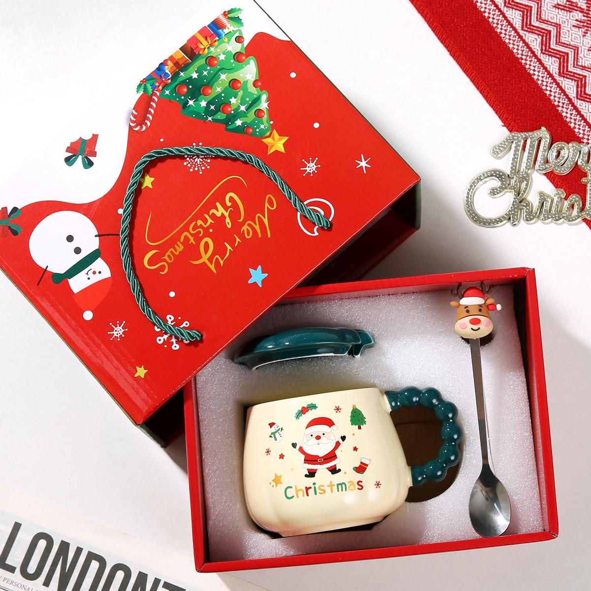 

Пара керамічних чашок у формі квітки на Різдво, подарунковий набір у коробці з кришкою та ложкою, кухоль, чашка для води, подарунок, сувенір 380ML