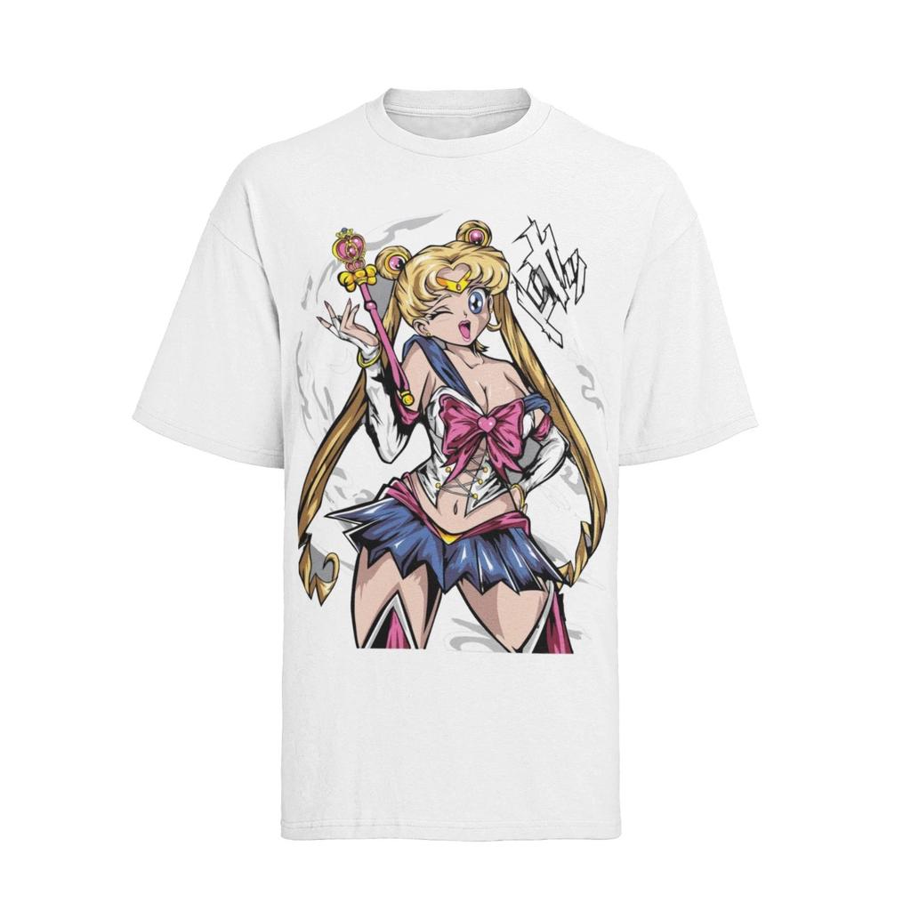 Sailor Moon Tsukino Usagi Retro Comic T-Shirt, Unisex Magical Girl Anime Streetwear Tee, 100% Cotton Casual Short Sleeve Top