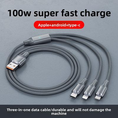 3 In 1 100W Römisches Schnellladekabel Typ C USB Micro Für Iphone Samsung Huawei Xiaomi Kontrollleuchte Ladegerät USB C