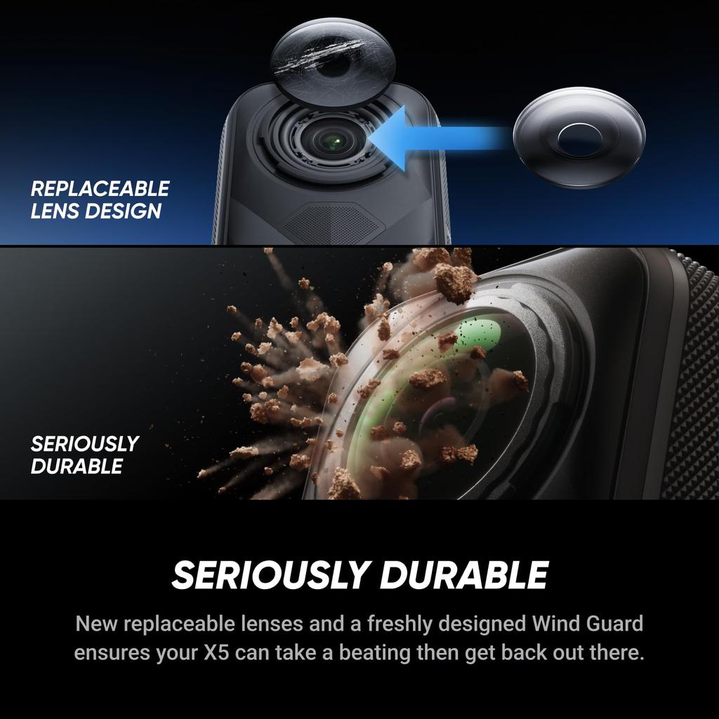 By Sara Insta360 X5 Standard Edition 8K Panoramic Action Camera Excellent Night Selfie Image Interchangeable Lenses Long Battery [Used Takanashi]